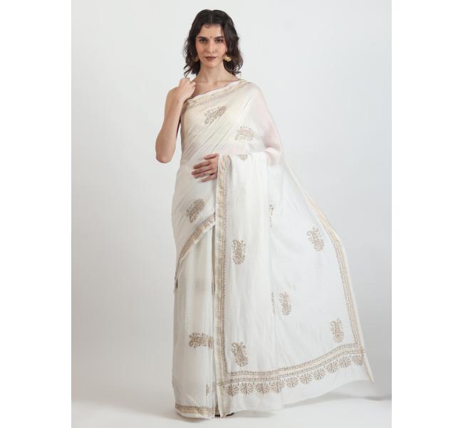 The Weavers Shop By Raavi Chanderi Mul Cotton Indian Wear Handcrafted Embroidery Saree